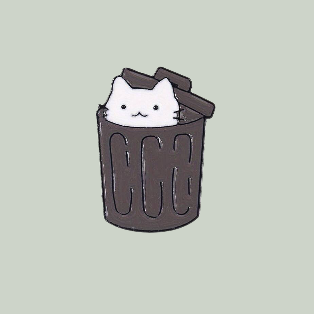 Garbage Can Cat Badge